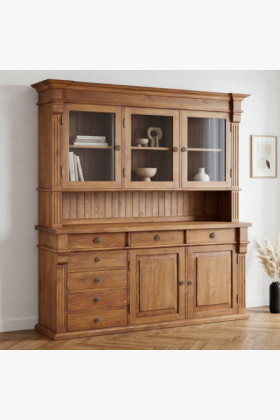 Massiver Geschirrschrank Kiefernholz Braun Patina